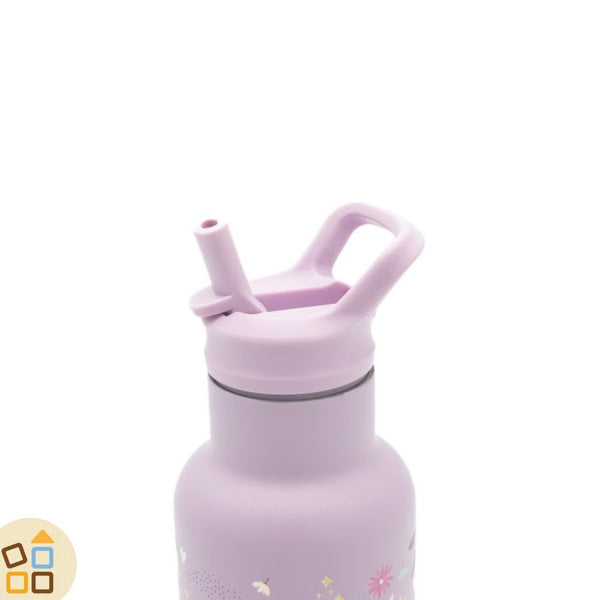 Borraccia Termica Bambini Greens Steel 350 Ml – Arancione, Antigoccia Con Cannuccia, Doppia Parete In Acciaio Inox, Mantiene Freddo 12 Ore