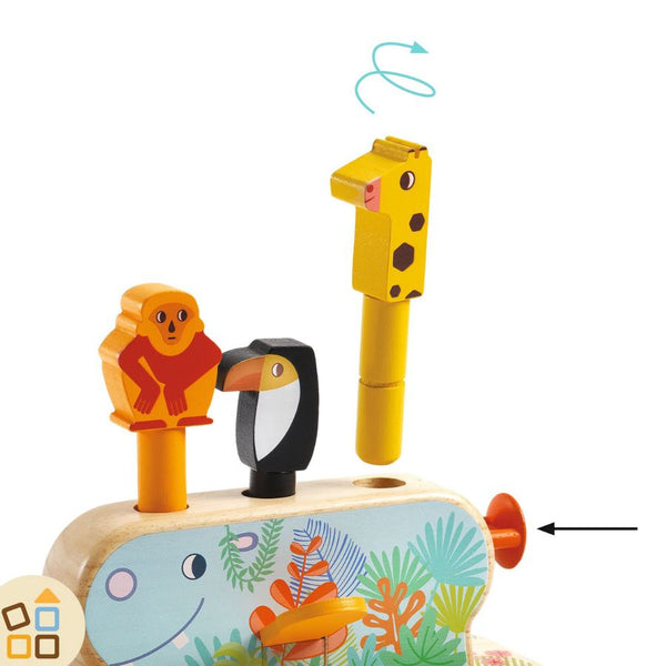 DJECO Animali in Legno che Saltano! Multi Pop(18-36 mesi