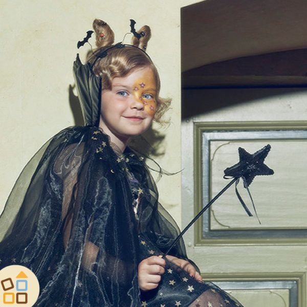 Bacchetta Magica Stella Nera con Glitter - Halloween e Carnevale