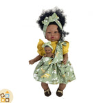 Bambola 45 cm con Bebè e Capelli Ricci, María