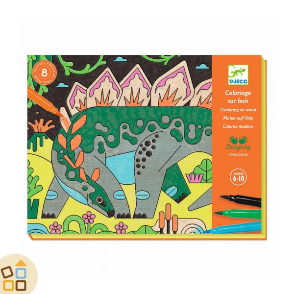 Djeco Dinosauri da Colorare sul Legno, Gioco Creativo (6-10 anni