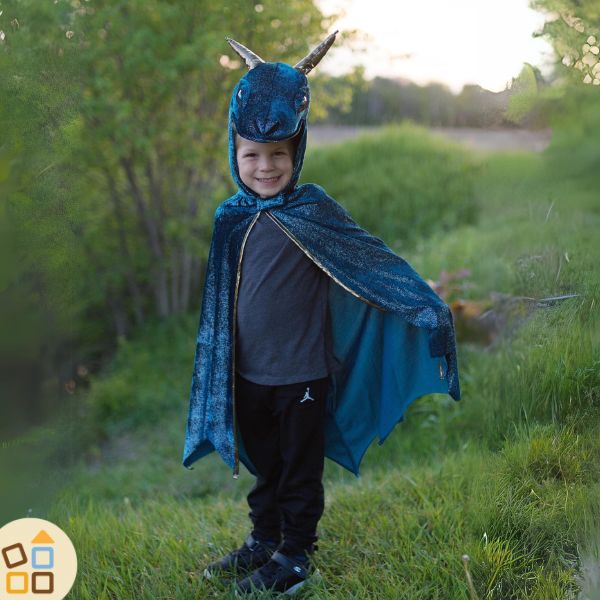 Mantello Dinosauro Con Maschera Per Bambini – Cappuccio Glitterato E Coda – Costume Carnevale, Halloween E Giochi Di Ruolo