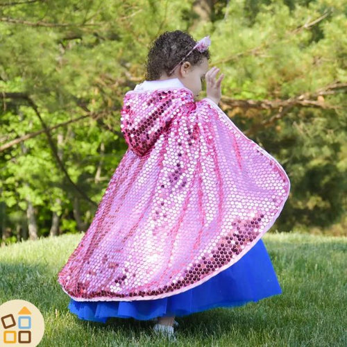 Mantella Rosa Pailettes Reversibile