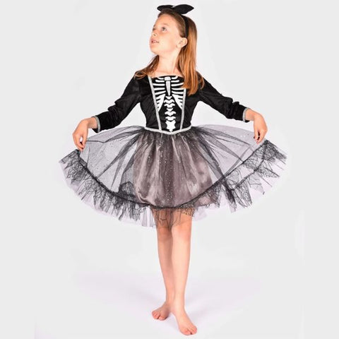 Bambina Costumi Scheletro Halloween Costume Da Scheletrina (4-10 Anni)