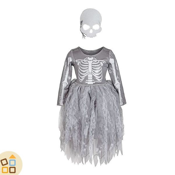 costume-halloween-bambina-scheletro-vestito-grigio-great-pretenders-33165-regalo-negozio-giocattoli-toys-genova-centro-ggioco-educativo