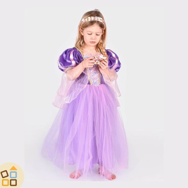 Costume Carnevale Bambina  Rapunzel Principessa in Viola (6-8
