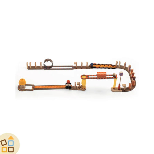 Zig & Go Junior Magic 42 pz djeco aperto, esempio pista del gioco, domino in legno FSC