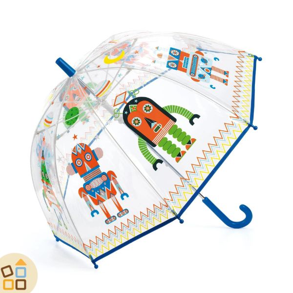Ombrello Trasparente Djeco Per Bambini – Mamma E Cucciolo, Design Colorato E Manico Regolabile