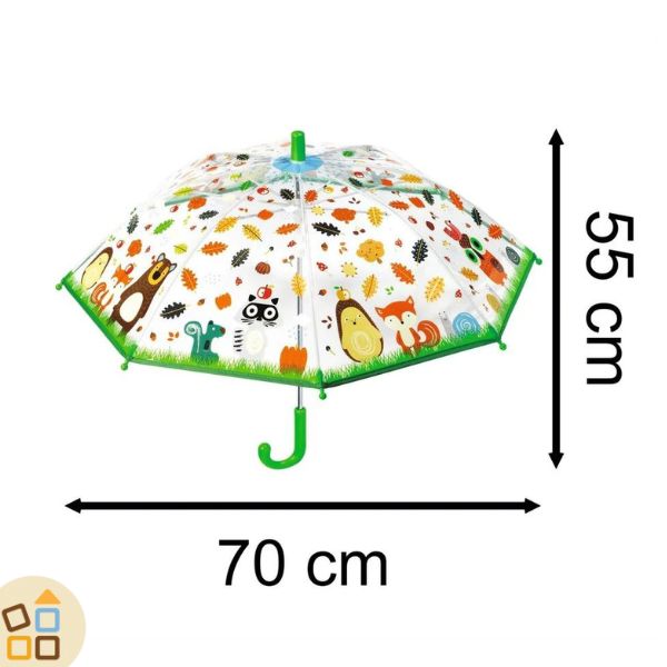 Ombrello Trasparente (2-4 anni), Animali Bosco