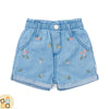 Pantaloncini Jeans in Cotone con Fiori