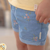 Pantaloncini Jeans in Cotone con Fiori