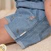 Pantaloncini Jeans in Cotone con Fiori