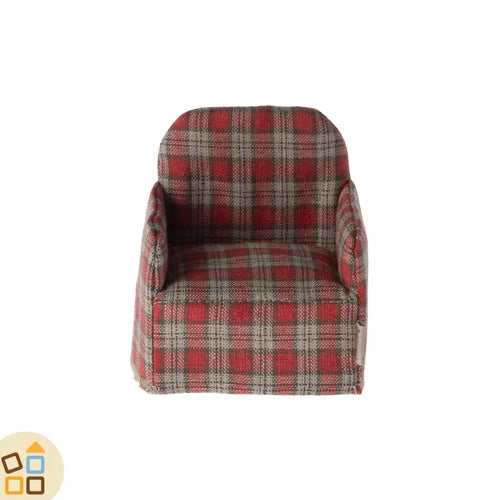 Poltrona in Stoffa Scozzese, Rosso
