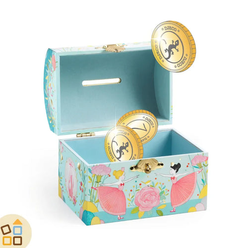 interno in velluto azzurro del salvadanaio . la fessura è situata sul coperchio del salvadanaio