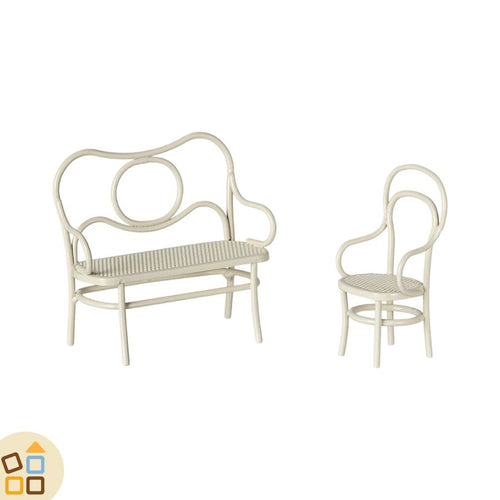 Set Tavolo da Caffè in Metallo, Bianco