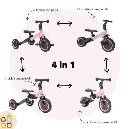 Triciclo e Bici 4 in 1, Rosa