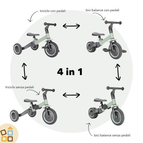 Triciclo e Bici 4 in 1, Verde