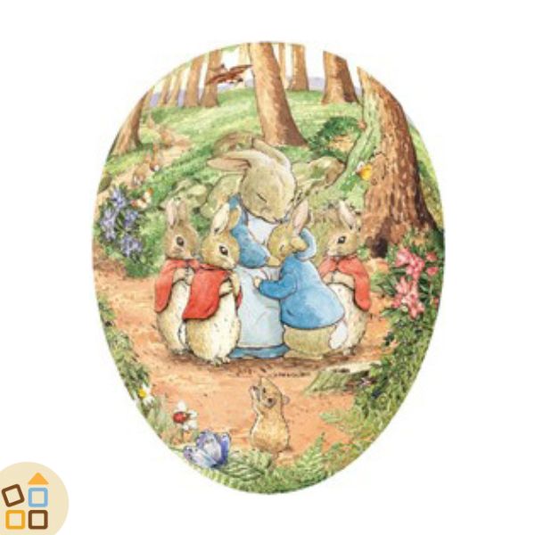 Uovo di Pasqua, Mamma e Coniglietti (18 cm)