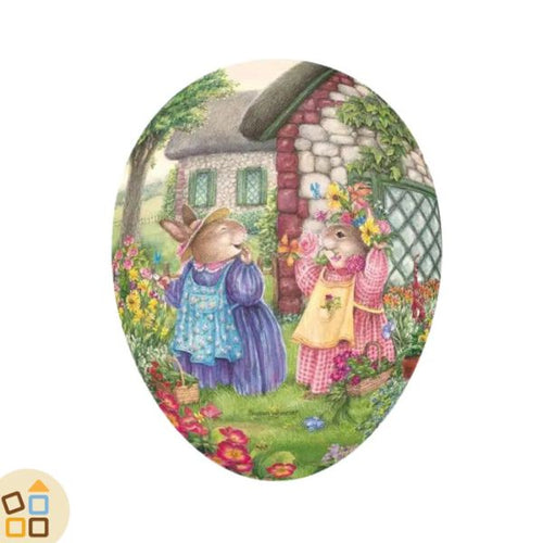 Uovo di Pasqua, Conigliette tra i Fiori (18 cm)