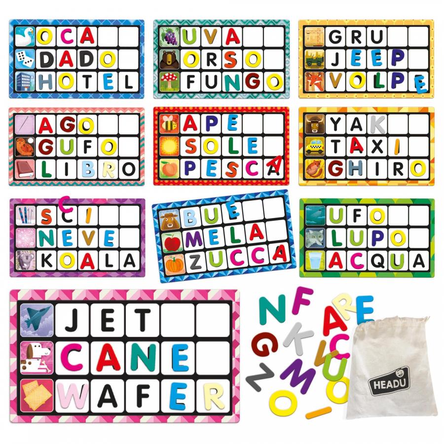Headu, Lettere e Parole Montessori - Tombola Tattile, , Giochi di Società