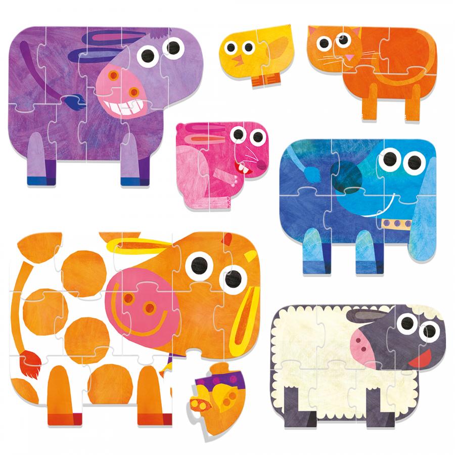 Headu, Puzzle Progressivi - Gli animali della fattoria - in Italiano, , Giochi di Società