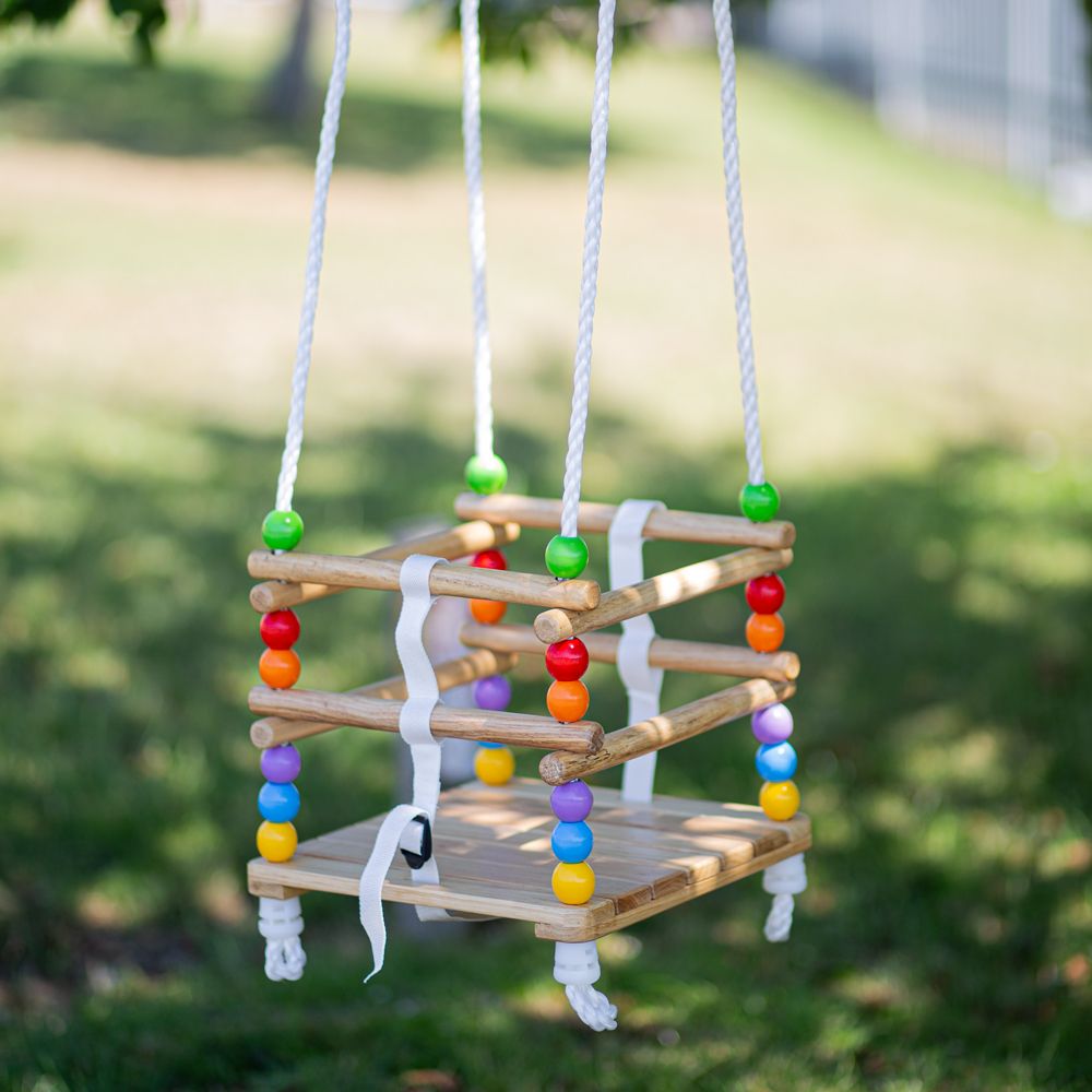 Altalena in legno, altalena da giardino per adulti/bambini, per giochi  all'aperto con corda regolabile in altezza, 200 kg