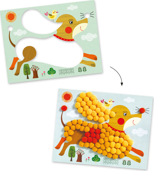 djeco-quadro-di-pompons2-dj09865-cagnolini-cgedu-centrogiocoeducativo