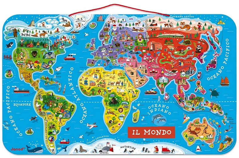 Mappa del Mondo in Legno Magnetica - per Bambini (+6 anni) – cgEdù